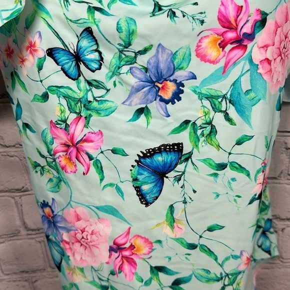 Nanette Lepore One-piece Off Shoulder Swimsuit Butterfly Garden Ruffle 10 NEW - Picture 4 of 16